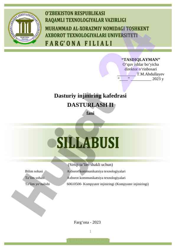Dasturlash fani bo'yicha nazorat mezonlari