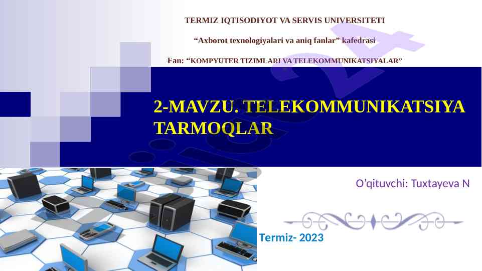 Telekommunikatsiya tarmoqlari va ularning turlari