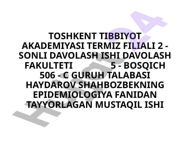 Dunyo miqyosida parazitar kasalliklar tarqalishi