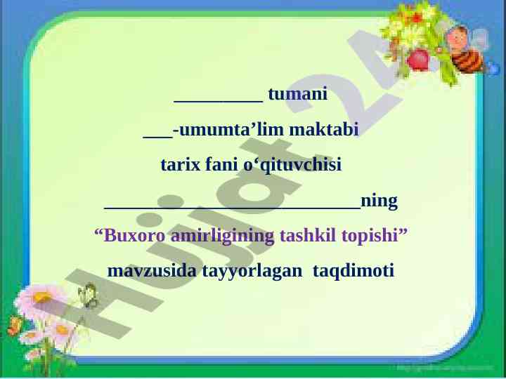 Buxoro amirligining tashkil topishi mavzusida taqdimot