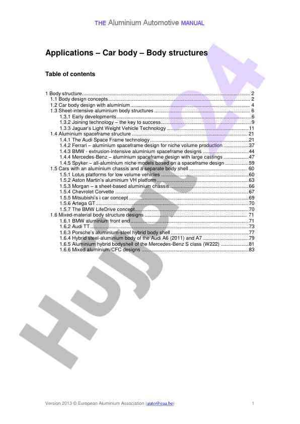 Aluminium body structures in automotive applications