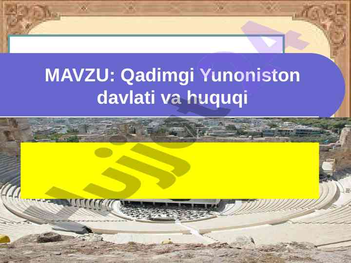 Qadimgi yunoniston davlati va huquqi