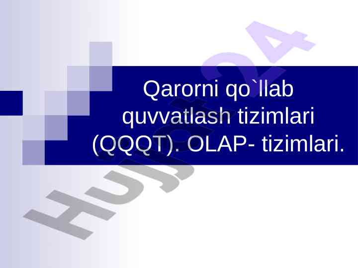 Qarorni qo`llab quvvatlash tizimlari va olap tizimlari