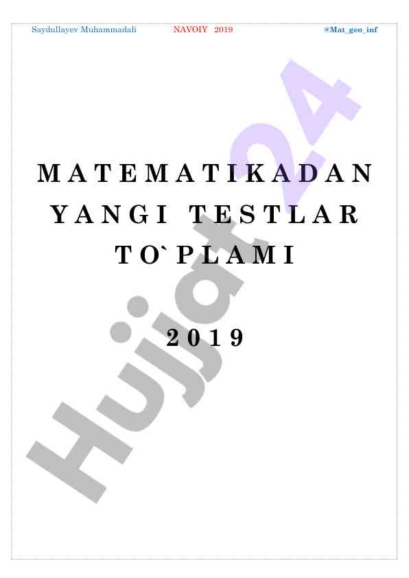 Matematika mavzusida yangit testlar 2019
