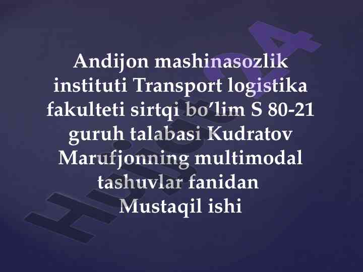 Multimodal tashuvlar va ularning ahmiyati