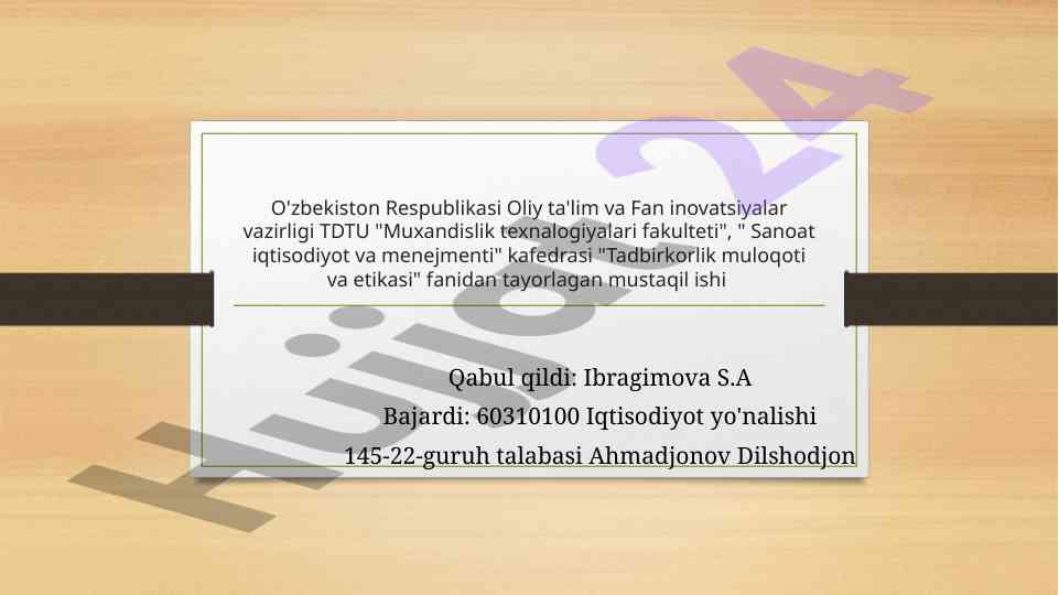 Germaniya iqtisodiyoti va madaniyati haqida mustaqil ish