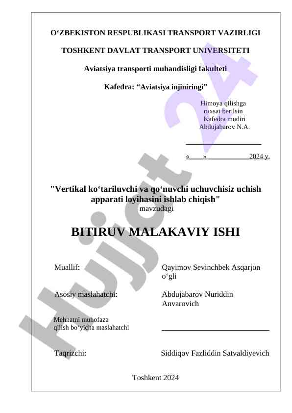 Vertikal ko'tariluvchi uchuvchisiz uchish apparati
