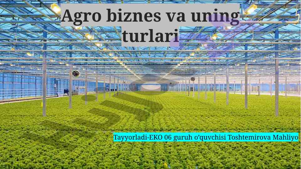Agro biznes va uning turlari