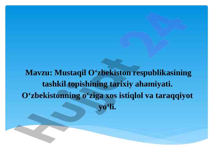 Mustaqil o‘zbekiston tarixi va ijtimoiy iqtisodiy taraqqiyot