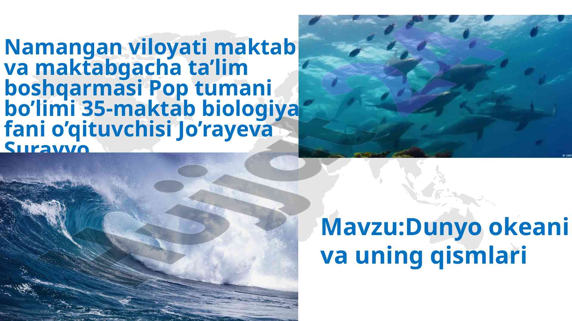 Dunyo okeani va uning qismlari taqdimoti
