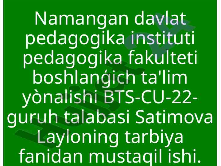3-sinf tarbiya darsligini o'rganish