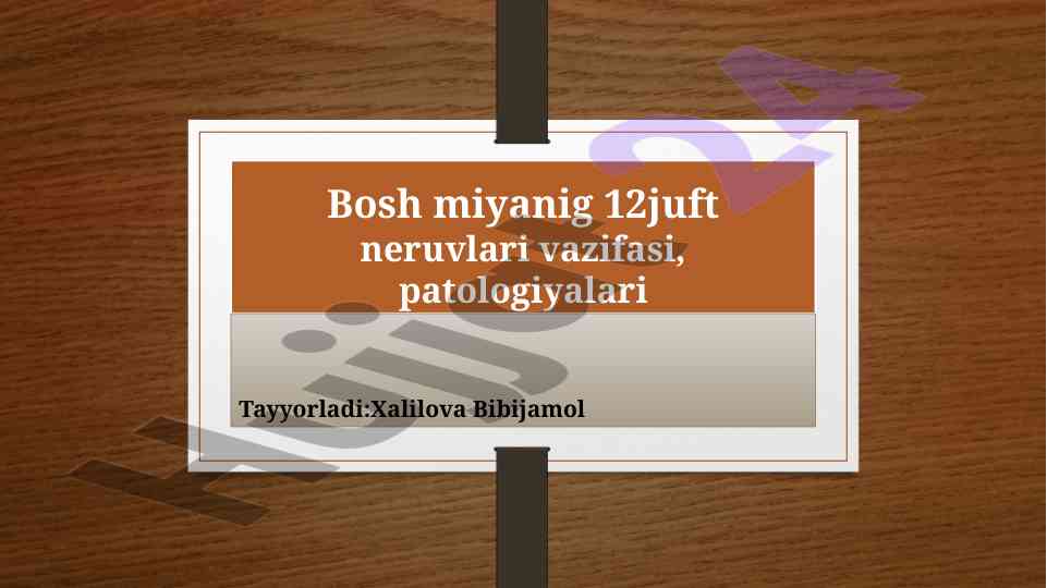 Bosh miyaning 12 juft nervlari vazifalari va patologiyalari