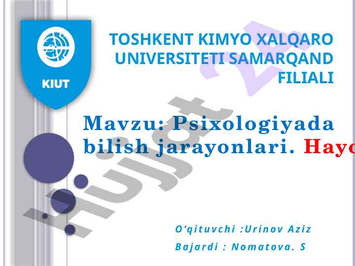 Psixologiyada bilish jarayonlari tahlili