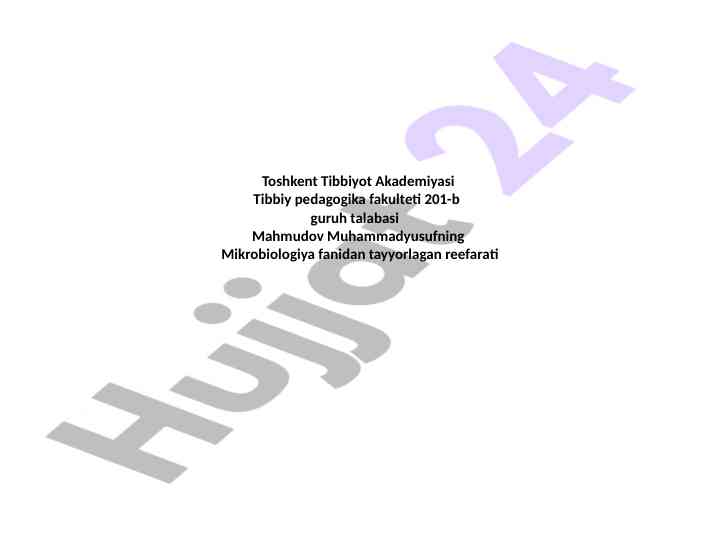 Mikrobiologiya fanidan bakteriologik tadqiqotlar