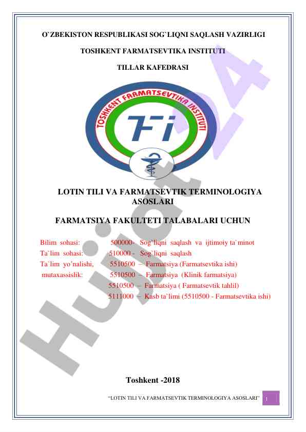 Lotin tili va farmatsevtik terminologiya asoslari