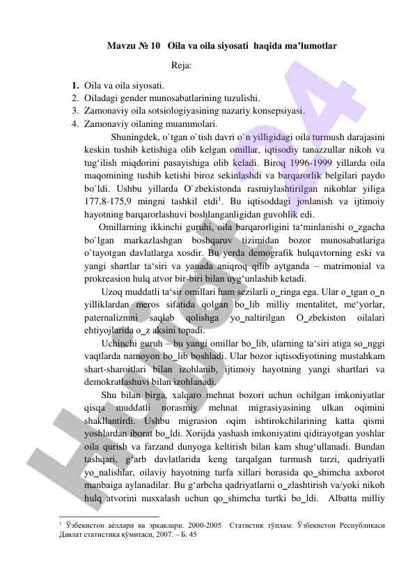 Oila va oila siyosati haqida ma'lumotlar