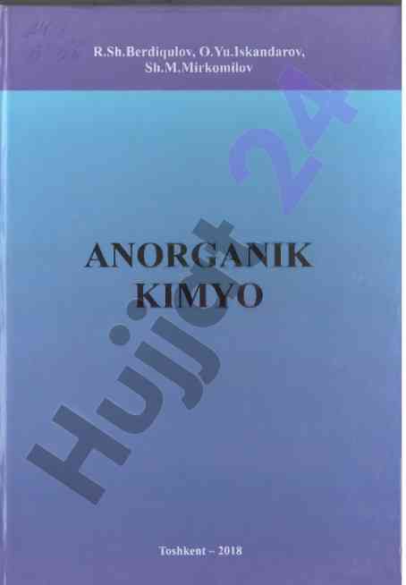 Anorganik kimyo o‘quv qo‘llanmasi 2018