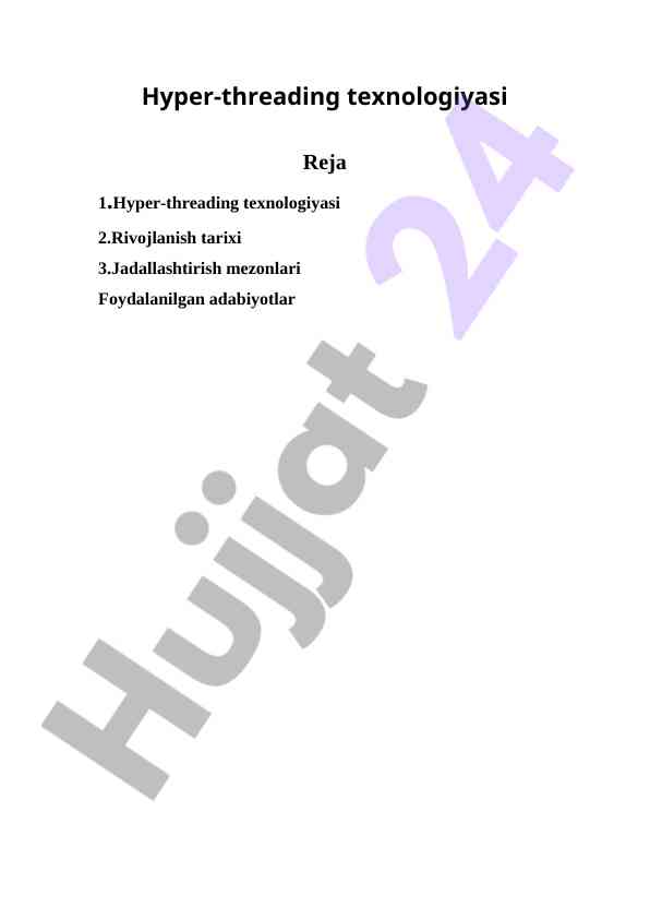 Hyper-threading texnologiyasining rivojlanish tarixi
