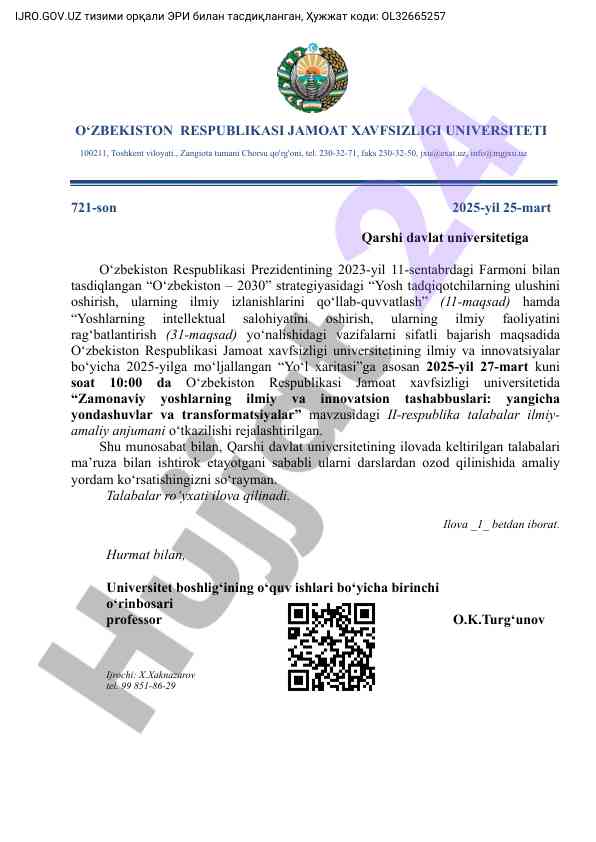 Zamonaviy yoshlarning ilmiy va innovatsion tashabbuslari