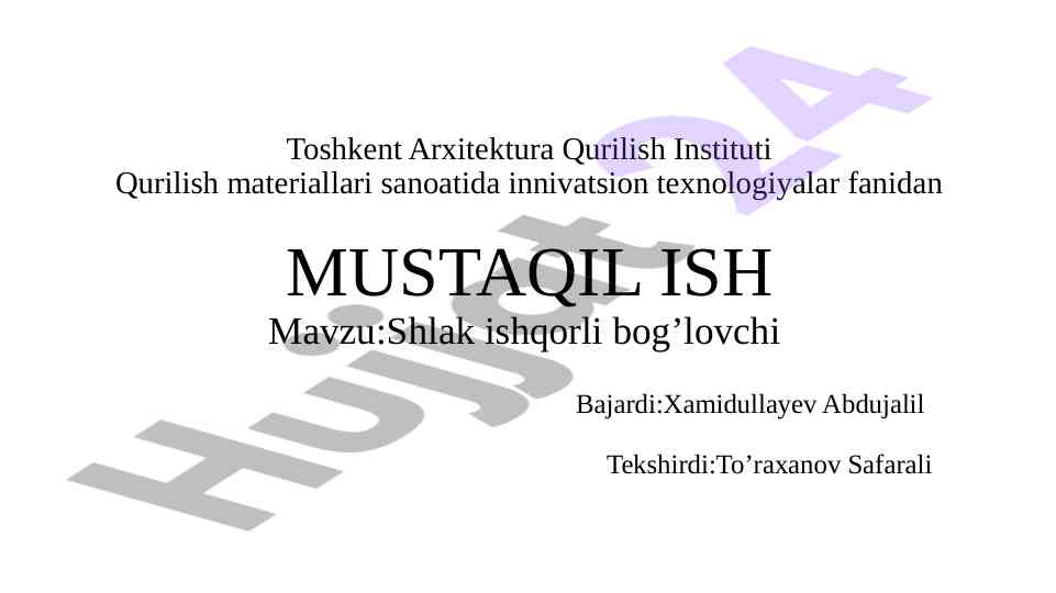 Innovatsion texnologiyalar bilan shlak ishqorli bog'lovchi