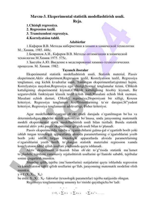 Eksperimental statistik modellashtirish usuli
