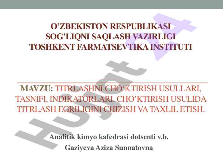 Cho‘ktirish usulida titrlashni o‘rganish