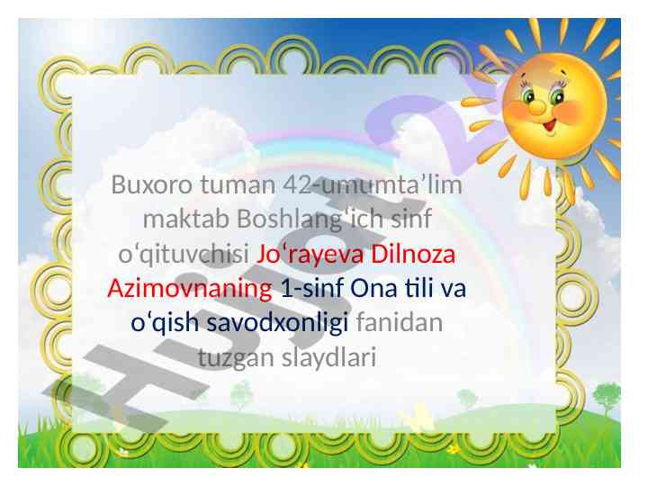 Ona tili va o‘qish savodxonligi mavzusi