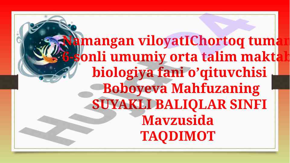 Suyakli baliqlar sinfi mavzusida taqdimot