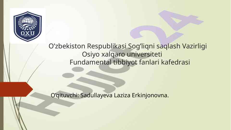 Tibbiy etika va deontologiya asoslari