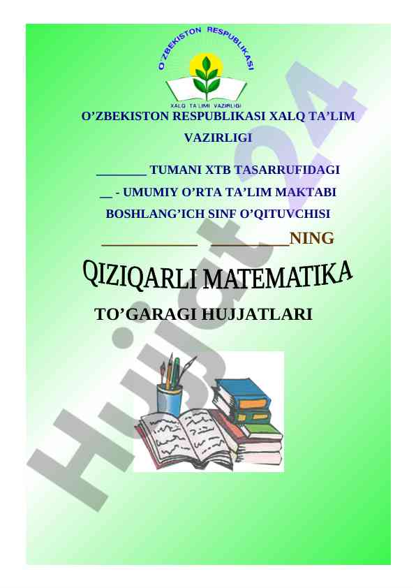 Qiziqarli matematika to’garagi ish rejasi