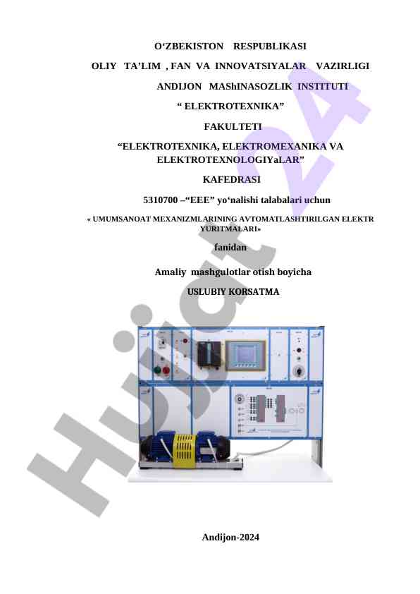 Umumsanoat mexanizmlarining avtomatlashtirilgan elektr yuritmaları