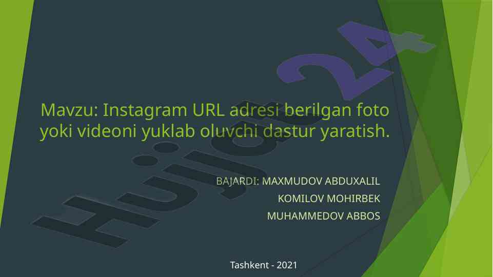 Instagramdan yuklab olish dasturi yaratish