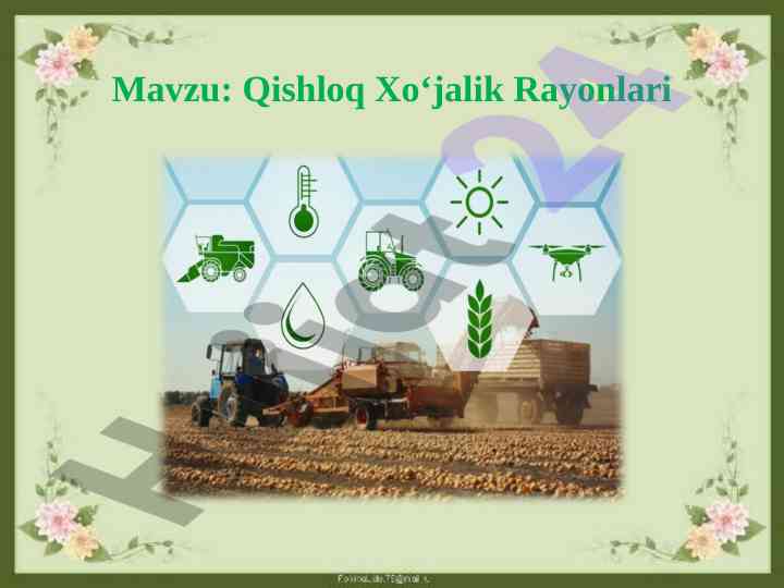 Qishloq xoʻjalik geografiyasi va rivojlanish qonuniyatlari