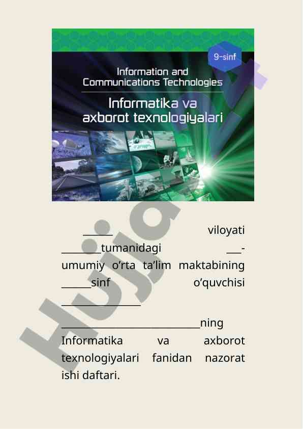 Informatika nazorat test savollar