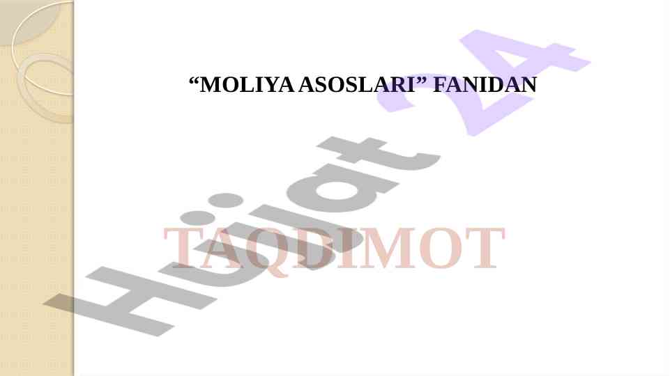 Moliyaviy vositachilar taqdimoti