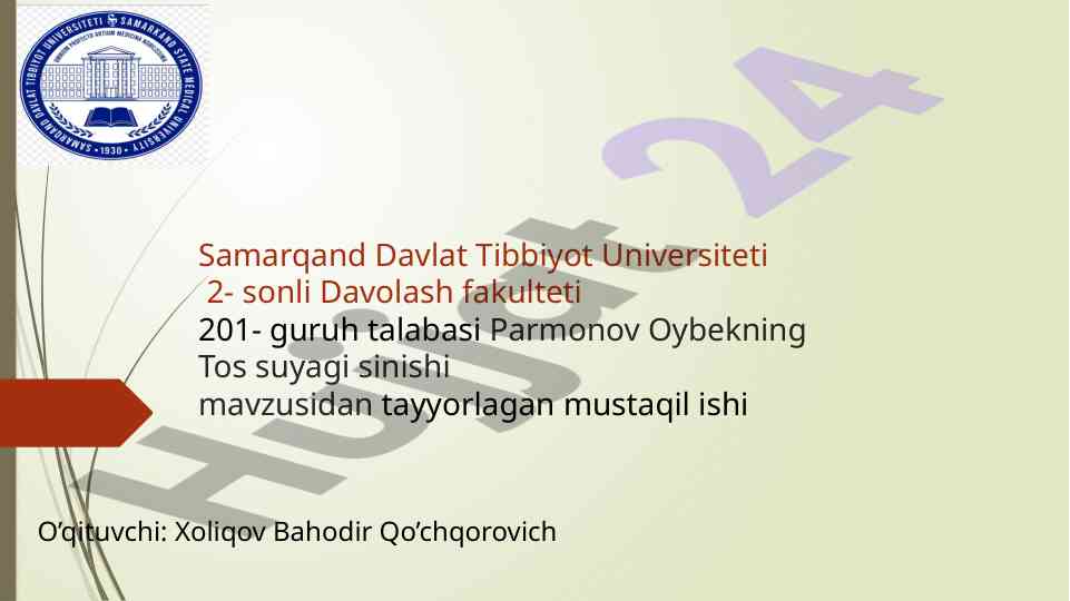 Tos suyagi sinishi mavzusida mustaqil ish