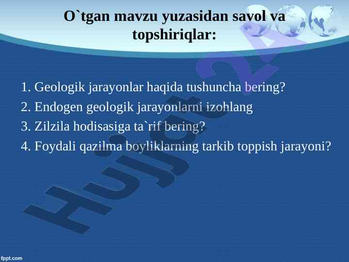 Ekzogen geologik jarayonlar haqida tushuncha