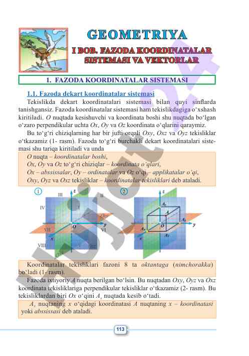 Fazoda koordinatalar sistemasi va tekisliklar
