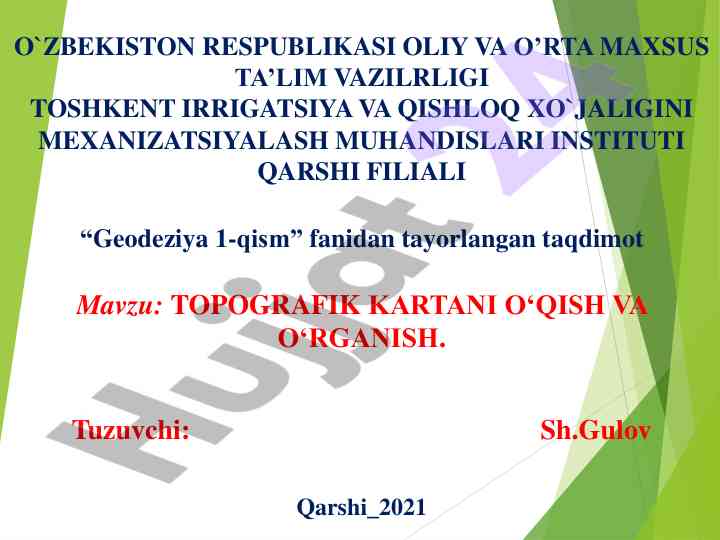 Topografik kartani o‘qish va o‘rganish
