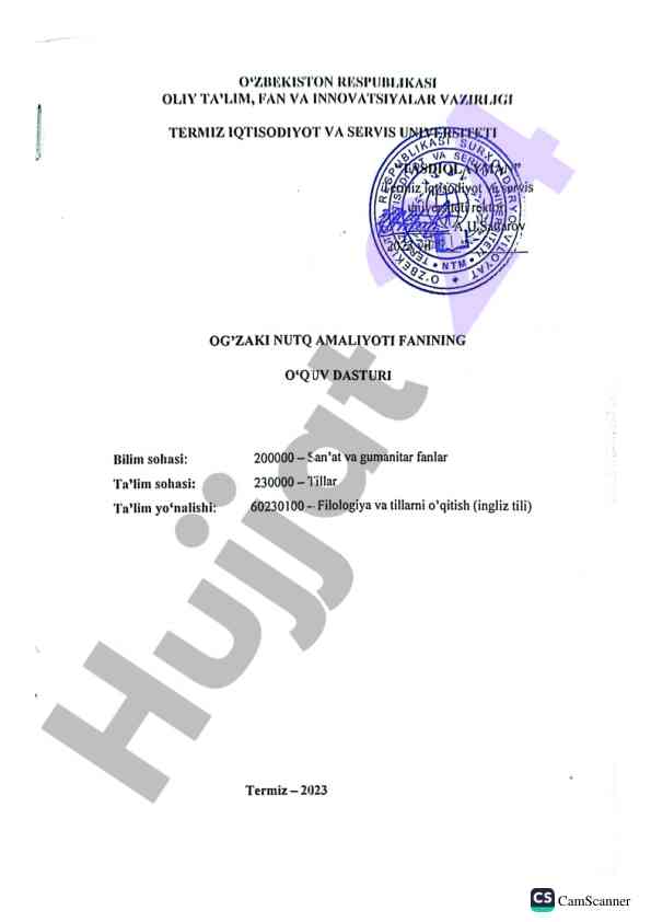 Camscanner xususiyatlari va foydalanish tarmog‘i