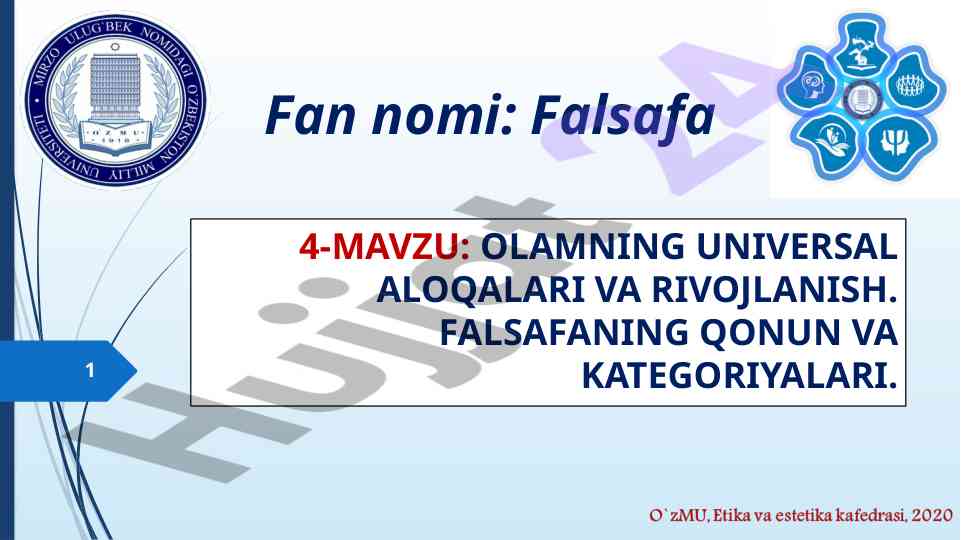 Olamning universal aloqalari va rivojlanish