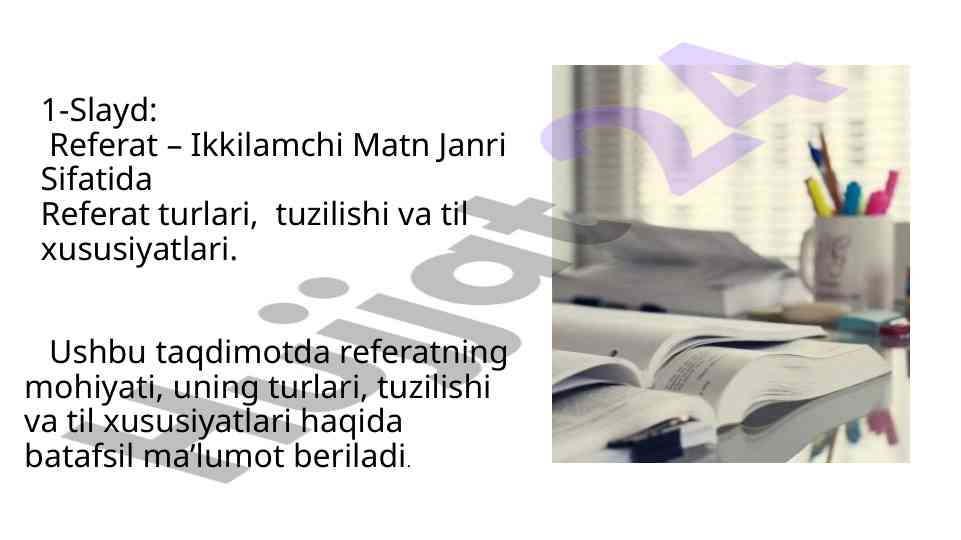 Referat sifatida ikkilamchi matn janri tahlili