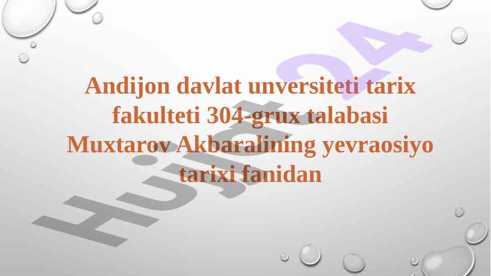 Yevrosiyo tarixi: ikkinchi jahon urushi sabablari