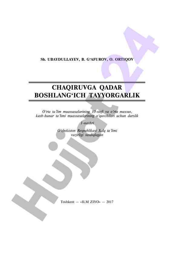 Boshlang‘ich tayyorgarlik darslik 1-nashri