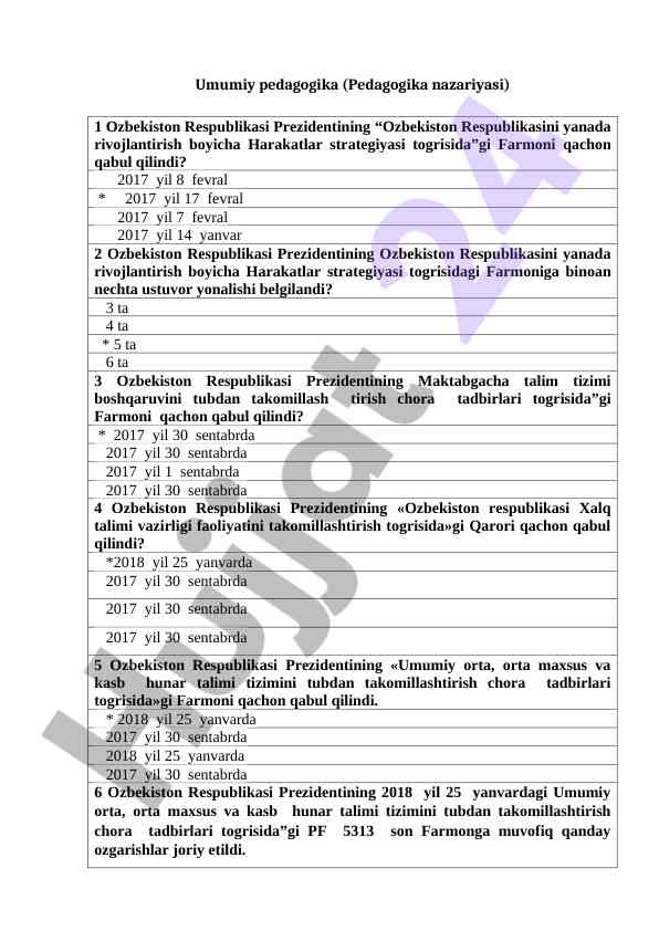O’zbekiston Respublikasi Prezident Farmonlari