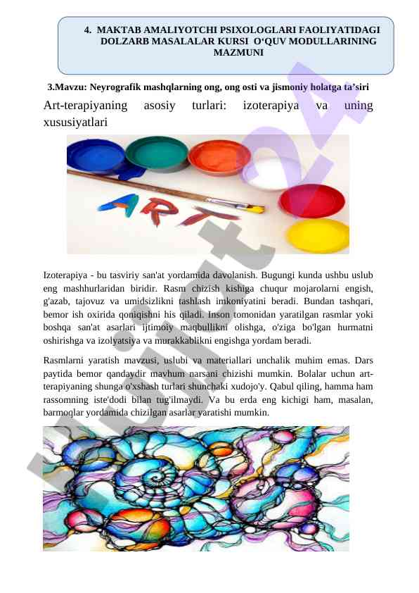 Neyrografik mashqlarning ong holatga ta'siri