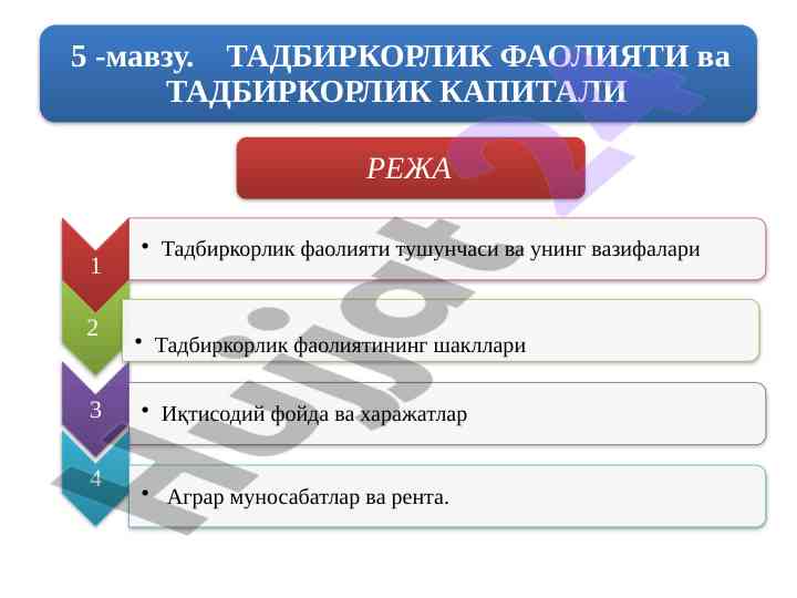 O‘zbekiston respublikasi qonuni va tadbirkorlik mujmalari