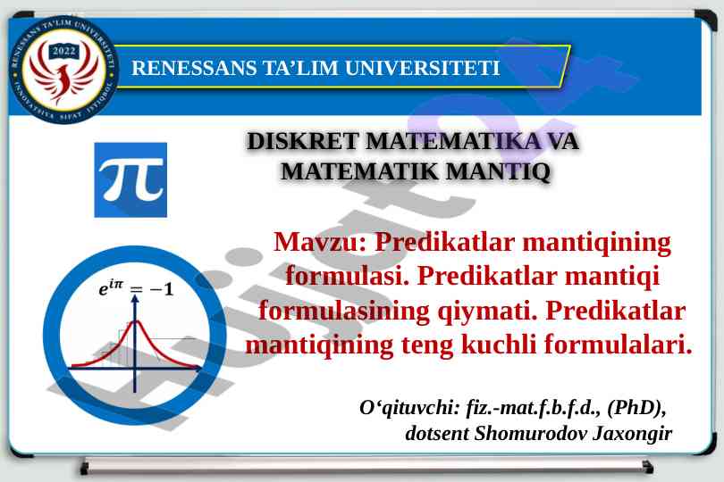Predikatlar mantiqidan формулалар таҳлили
