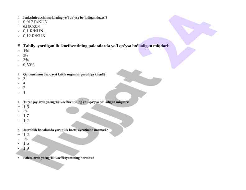 Ionlashtiruvchi nurlarning yo'l qo'yilishi normasi