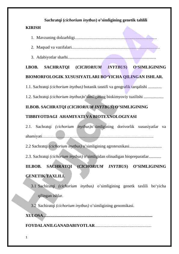 Genetik tahlil va biologik xususiyatlari sachratqi